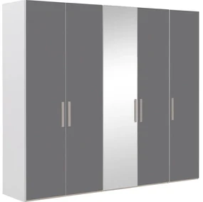 Goossens Kledingkast Easy Storage Ddk, Kledingkast 253 cm breed, 220 cm hoog, 4x glas draaideur en 1x spiegel draaideur midden
