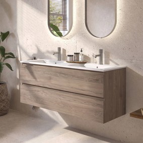 Ben Tendenza badmeubel incl. keramische wastafel met 2 kraangaten 120x46x52cm congo bruin