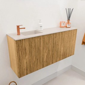 Mondiaz Joya DLux 90cm toiletmeubel oak met wastafel faye links 1 kraangat meli