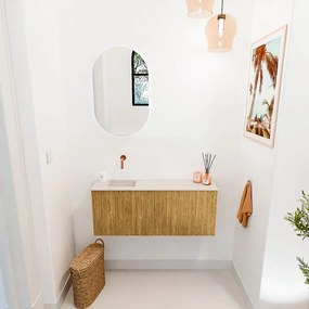 Mondiaz Joya DLux 100cm toiletmeubel oak met wastafel faye links zonder kraangat meli