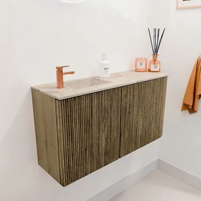 Mondiaz Joya DLux 80cm toiletmeubel ronding rechts dusk met wastafel faye links 1 kraangat frappe