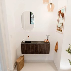 Mondiaz Joya DLux 100cm toiletmeubel walnut met wastafel faye links zonder kraangat lava