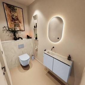 MONDIAZ TURE-DLUX 80cm toiletmeubel Clay. EDEN wastafel Ostra positie links. Zonder kraangat. TUREDX80CLAL0OST