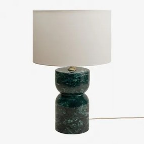 Diniz Tafellamp Groen Marmer Udaipur & ↑25 Cm & Wit Ø30 Cm - ↑20 Cm Arlina - Sklum