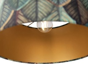 Hanglamp zwart met blad kap en gouden binnenkant 35cm - Cava