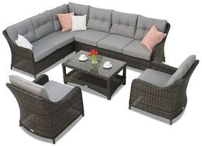 Garden Point technorattan set met hoek Toledo Corner 7 antraciet