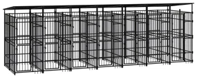 vidaXL Hondenkennel met dak 12,9 m² staal
