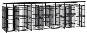 vidaXL Hondenkennel met dak 12,9 m² staal