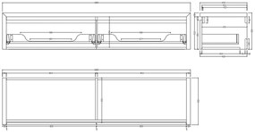 Gliss Design Ares badmeubel 180cm 2 lades charcoal met rivierstenen waskommen