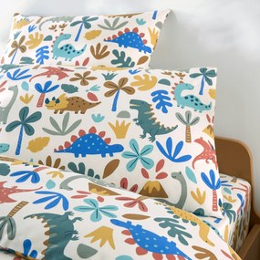 Kussensloop voor kinderen, 30% gerecycled katoen, dinosaurusprint, DINO