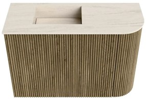 Mondiaz Joya DLux 60cm toiletmeubel ronding rechts dusk met wastafel faye links 1 kraangat meli