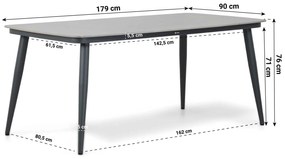 Dining Tuintafel rechthoekig 180 x 90 cm Aluminium Grijs Vienna