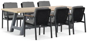 Tuinset 6 personen 260 cm Aluminium/rope Grijs Coco Ralph/Trente