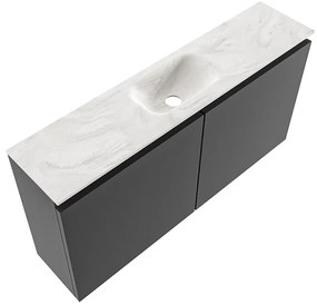 Mondiaz Ture DLux toiletmeubel 100cm dark grey met wastafel ostra midden zonder kraangat