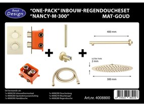 Best Design One Pack inbouw regendoucheset Nancy M 300 mat goud 4008800