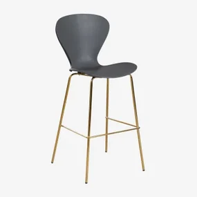 Pak Van 4 Uit Hoge Krukken Donkergrijs & ↑75 Cm & Goud - Sklum
