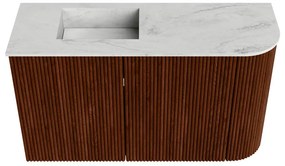 Mondiaz Joya DLux 70cm toiletmeubel ronding rechts ruby met wastafel faye links 1 kraangat opalo