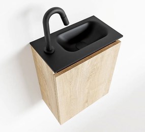 Mondiaz Ture 40cm toiletmeubel washed oak met wastafel urban rechts 1 kraangat