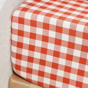 Hoeslaken in katoen, omslag 30 cm, Veldi oranje