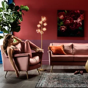Kare Design San Diego Retro Bankje Roze Velvet