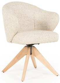 Eleonora Connor Natural Eetkamerstoel Met Eiken Poten Draaibaar Beige