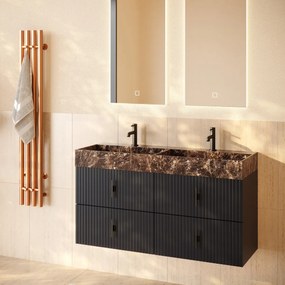 Muebles Murcia badmeubel ribbelfront 120cm antraciet met Dark Emperador wastafel met kraangaten