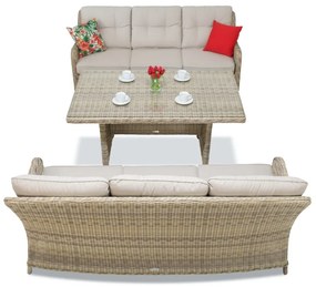 Toledo Apetito technorattan set met grote tafel voor 6 personen beige Garden Point