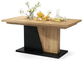 NOBLE NOIR Ambachtelijk Eiken goud/zwart mat – uitschuifbare tafel tot 218 cm, voor 8, 10 personen.