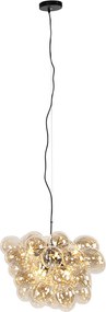 Smart hanglamp zwart met amber glas incl. 8 Wifi G9 - Uvas