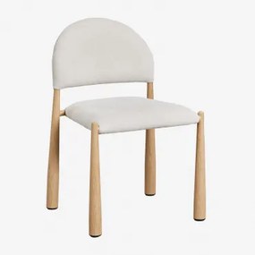 Set Van 4 Gestoffeerde Eetkamerstoelen Nagore Stof Chenille Beige – Crème - Sklum