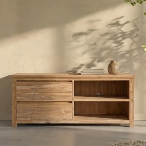 Tower Living Hoog Tv-meubel Teak - 2 Lades - 130cm Corona - 130x50x60cm.