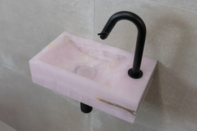 Saniclear Pink Onyx fonteinset met gebogen kraan in mat zwart