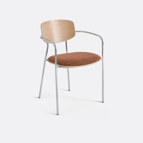 Tafelfauteuil van chroom en hout, Avino