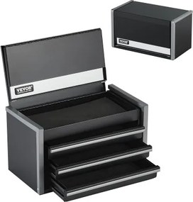 VEVOR Gereedschapskist 218,4 x 118 x 120 mm, Gereedschapskist met 3 laden, Gereedschapskoffer met EVA-inzetstukken en PP-voetkussens, Robuust staal met kogellageropening en poedercoating, Zwart