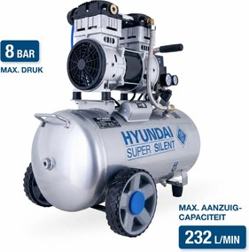 Hyundai 50 Liter Stille Compressor – 8 Bar, 232 l/min en Olievrij | SAC55753