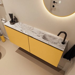 Mondiaz Ture DLux toiletmeubel 120cm ocher met wastafel glace rechts met kraangat