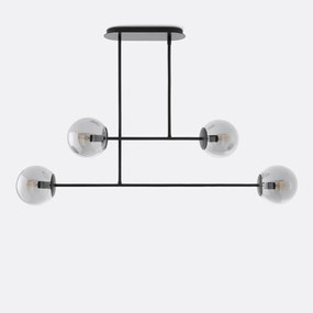 Hanglamp in metaal en gerookt glas, Atea