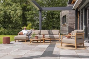 4 Seasons Outdoor Marie chaise loungeset teak met loungestoel en Finn tafels  Loungeset    taupe weerbestendig