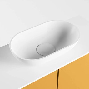 Mondiaz Fowy toiletmeubel 60cm ocher met witte waskom midden zonder kraangat