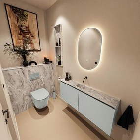 MONDIAZ TURE-DLUX 120cm toiletmeubel Greey. EDEN wastafel Glace positie midden. Zonder kraangat. TUREDX120GREM0GLA