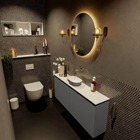 Mondiaz Fowy toiletmeubel 120cm dark grey met antraciete waskom midden zonder kraangat