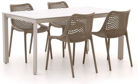 + 15% kassakorting | Diningset Forza | 4 personen sintered stone | Tuinset stapelbaar | 5-delig | Kees Smit Tuinmeubelen