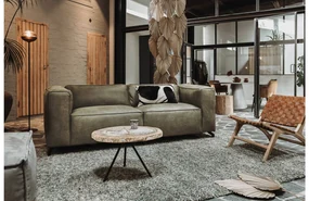 Goossens Bank Calvin groen, micro leer, 2-zits, modern design