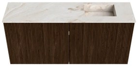 Mondiaz Joya DLux 90cm toiletmeubel walnut met wastafel faye rechts zonder kraangat frappe