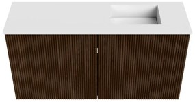 Mondiaz Joya 80cm toiletmeubel walnut met wastafel faye rechts zonder kraangat talc
