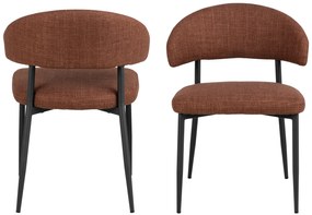 IRIS Terracotta (stof Basel 44) – GESTOFFEERDE STOEL MET GEVLOCHTEN RUGLEUNING VOOR WOONKAMER/EETKAMER LOFT