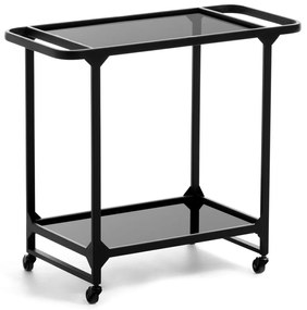 Kave Home Duilia Zwarte Keukentrolley Met Glas - 75 X 35cm.