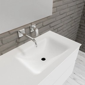 Zaro Valencia Solid Surface badmeubel 150cm mat wit zonder kraangat spoelbak rechts 4 lades