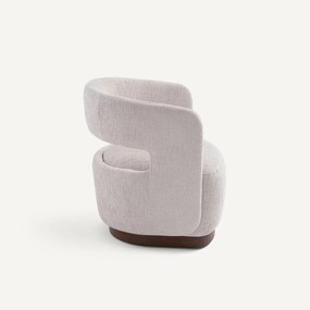 Fluwelen draaifauteuil met walnootfineer onderstel, JESPER