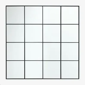 Sofi Metalen Wandspiegel Met Raameffect (122x122 Cm) Zwart - Sklum